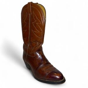 Vintage Hondo Cowboy Boots Work Brown Leather Almond Toe Patina Men’s 11 EE